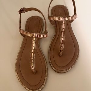 Brand New Aldo  Mazzorno Rose Gild Rhinestone Encrusted Sandals. Size 6